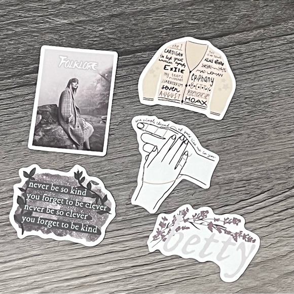 Taylor Swift Folklore Stickers Set of 5 new - Picture 1 of 5